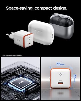 Spigen 30W USB-C Ultra Mini Hızlı Şarj Aleti PPS Super Hızlı Şarj GaN Pro Isı Düşürücü Güç Adaptörü Akım Koruma iPhone & Android & iPad & MacBook Type-C Beyaz - ACH08449 (Spigen TR Garantili)