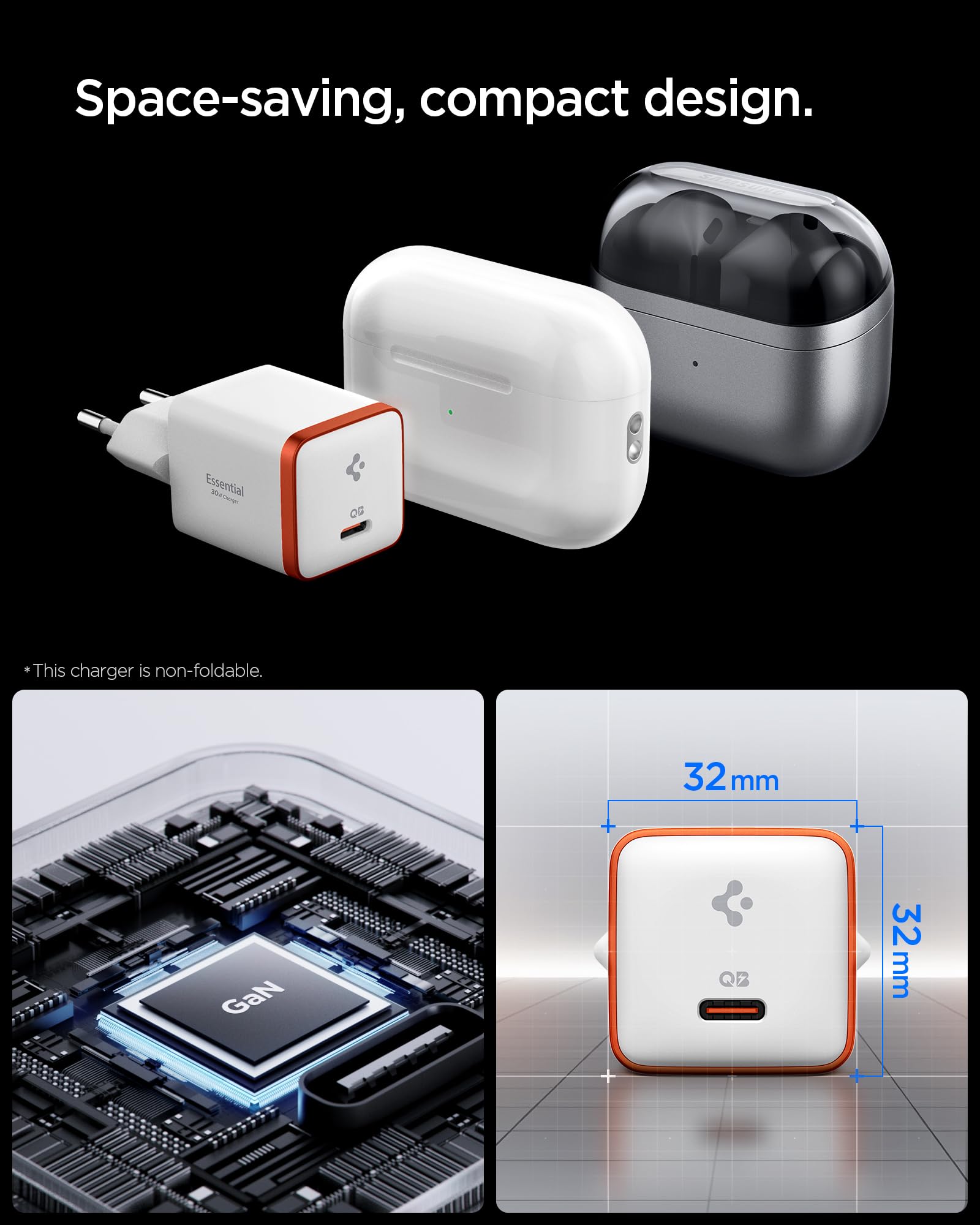Spigen 30W USB-C Ultra Mini Hızlı Şarj Aleti PPS Desteği/Isı