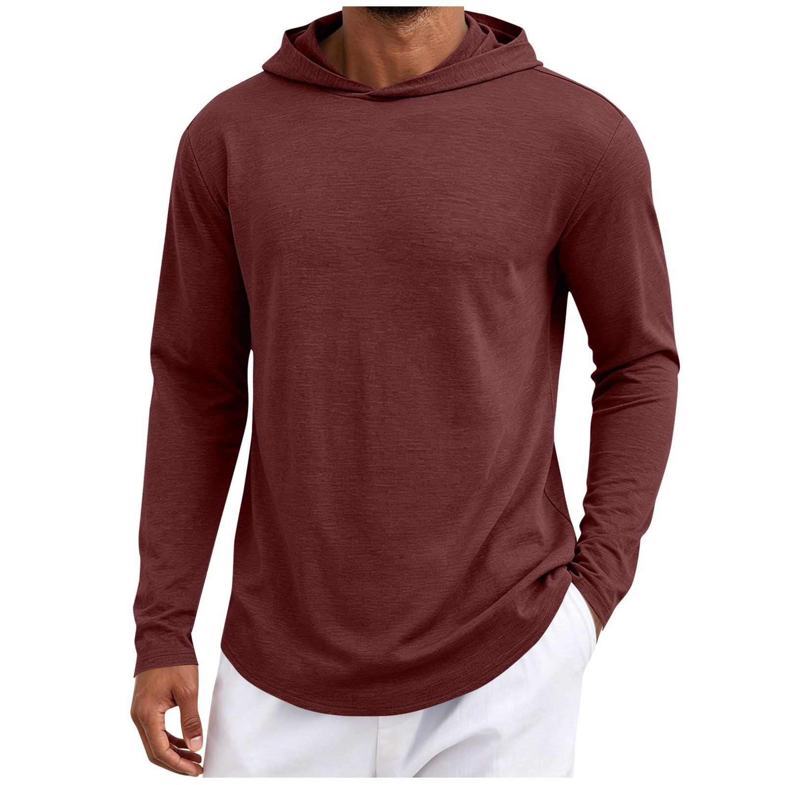 Felpa Uomo con Cappuccio Slim Fit Felpa Tinta Unita Morbido e Leggero