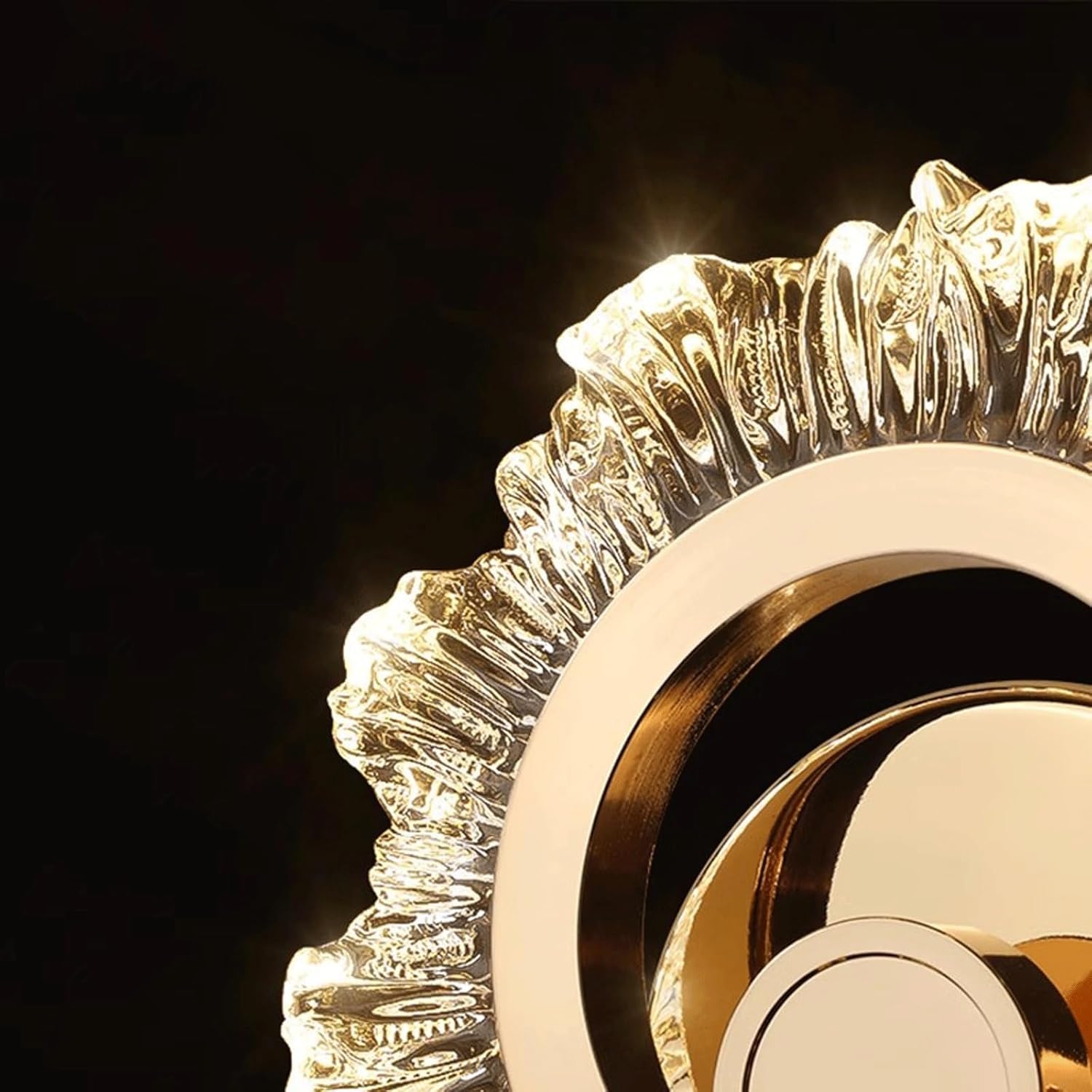 Modern Luxury Wall Sconce Golden Metal Art Light Fixture with Wavy Textured Transparent Cover for Living Room Bedroom Hallway Hotel Café Kitchen Restaurant Decorative Ambiance Lighting