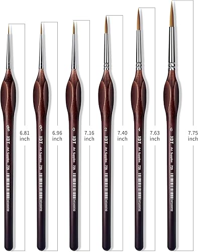 Miniatura 2 de XDT#729 - Juego de 6 pinceles con mango triangular #00000#000#0#2#4#6, pintura de detalles finos, modelos a escala, aceite acrílico para acuarelas