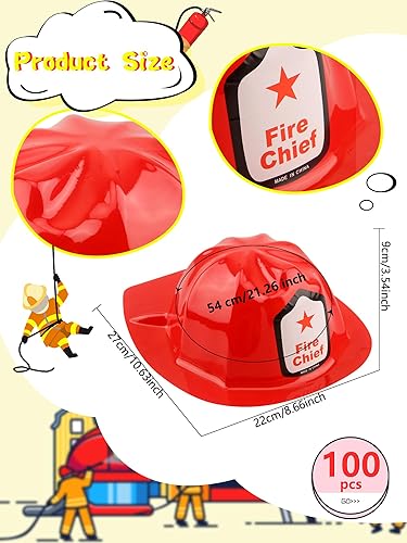 Miniatura 2 de Paquete de 100 sombreros de bombero para niños, casco de bombero, cosplay, sombreros para disfraz, disfraz de bombero de Halloween