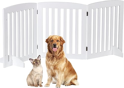 Miniatura 9 de Puerta para perros para mascotas, para casa, escaleras, pasillos, puertas de 24 pulgadas, 4 paneles, valla plegable para perros para interiores,