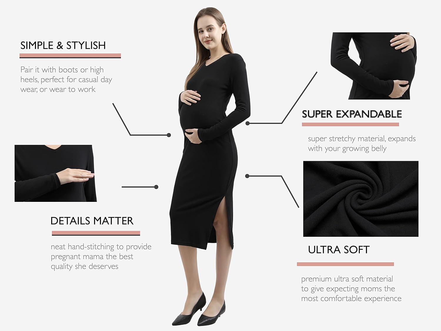 Maternity Sweater Dress for Fall Winter Long Sleeve Warm Dress for Work Casual