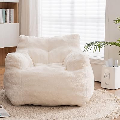 Recaceik Bean Bag Chairs, Tufted Soft Stuffed Bean Bag Chair with Filler, Fluffy Lazy Sofa, Imperial Lounger Giant Bean Ba...