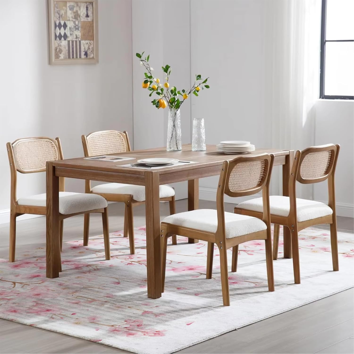 Area Rug Large Living Room Rugs Morden Abstract Pink Cherry Blossoms Rug Short Pile Soft Carpet for Bedroom Rug for Indoor Decor 200 x 300 cm