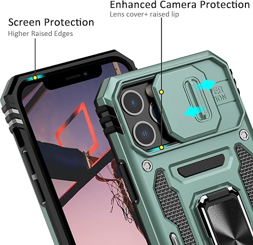 Miniatura 3 de Nvollnoe Funda para iPhone 13 Pro Max con funda deslizante para cámara deslizante, probada en caídas, grado militar, resistente, resistente, anillo