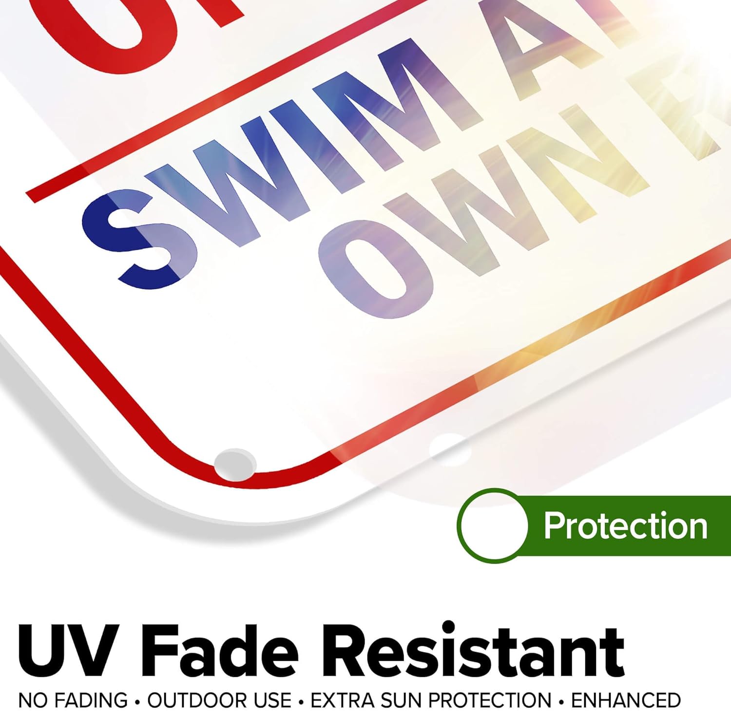 No Lifeguard on Duty Swim At Your Own Risk Sign, 12x18 Inches, 55 mil thick HDPE (high density polyethylene), Made in USA by My Sign Center