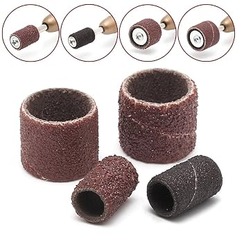 104Pcs Sanding Band Drum Sleeve 60 120 320 Grit 1/4 1/2 Nail Drill Sander with 4 Drum Mandrel for Dremel Rotary Tool