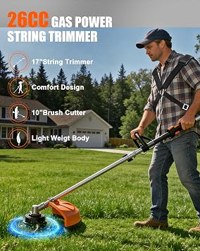 NEO-TEC 26cc 2-Stroke Gas Powered 6-in-1 Multi-Functional Weed Eater, Trimmer Combo Kit - Includes Grass Trimmer, Brush Cutter, Hedge Trimmer, Pole Saw, Edger, Extension Rod for Lawn Landscaping