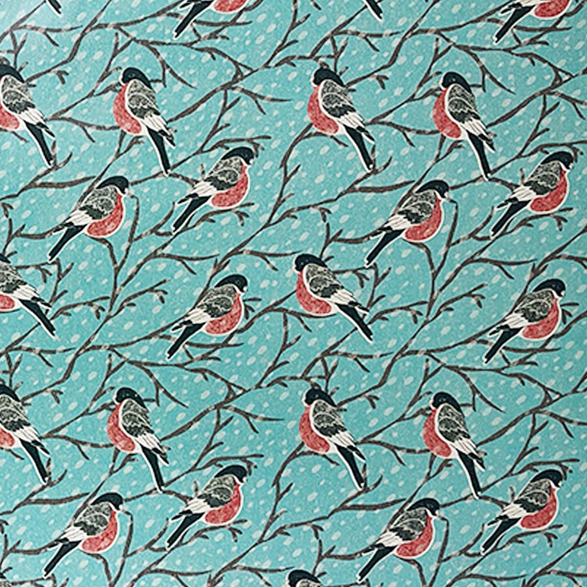 K-Kraft Élégant papier cadeau de Noël (oiseaux de neige, cerf, fleurs de glace/kraft marron imprimé), 76,2 cm x 4,6 m, 4,9 m² au total avec ruban adhésif et étiquettes