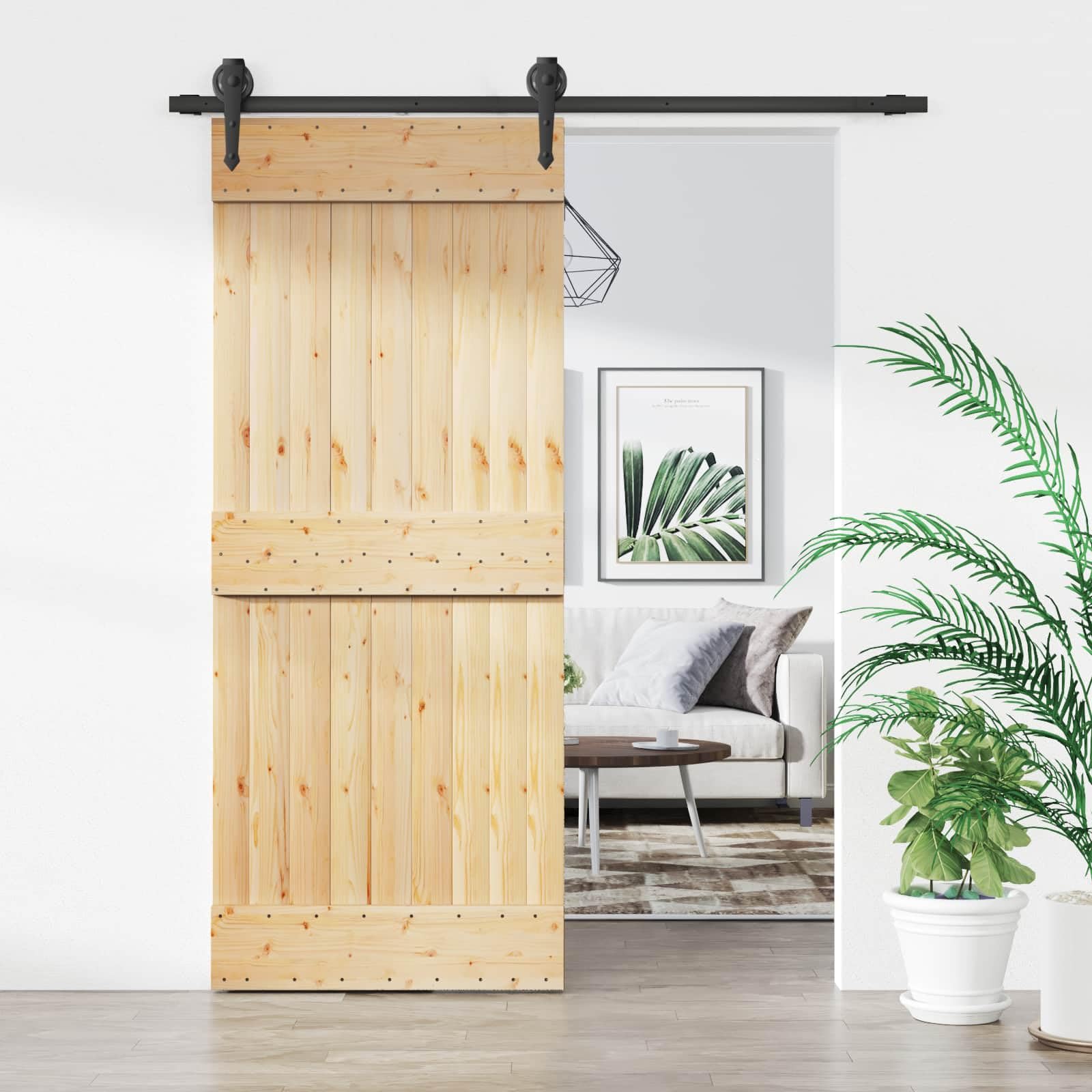Porta scorrevole in legno di pino, 85 x 210 cm