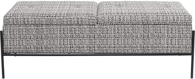 Kare Design Bank Storage, Schwarz/Weiß, Sitzbank, mit 2 Fächern, Textil Bezug, Stahlgestell, 43x120x40 cm (H/B/T)
