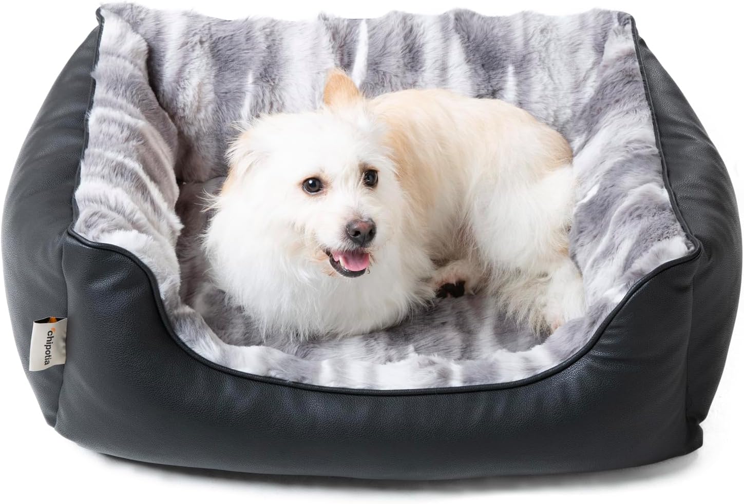 Rectangle Washable Orthopedic Dog Bed for Small, Medium Dogs, Soft Calming, Sleeping Puppy Bed Durable Pet Cuddler with Anti-Slip Bottom (Black, Medium)