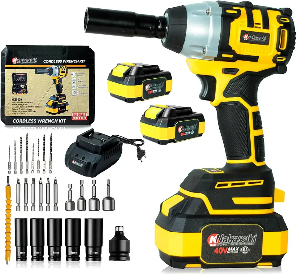 Chave De Impacto Furadeira Profissional Lítio 48v Brushless 2 Baterias Maleta 30pçs