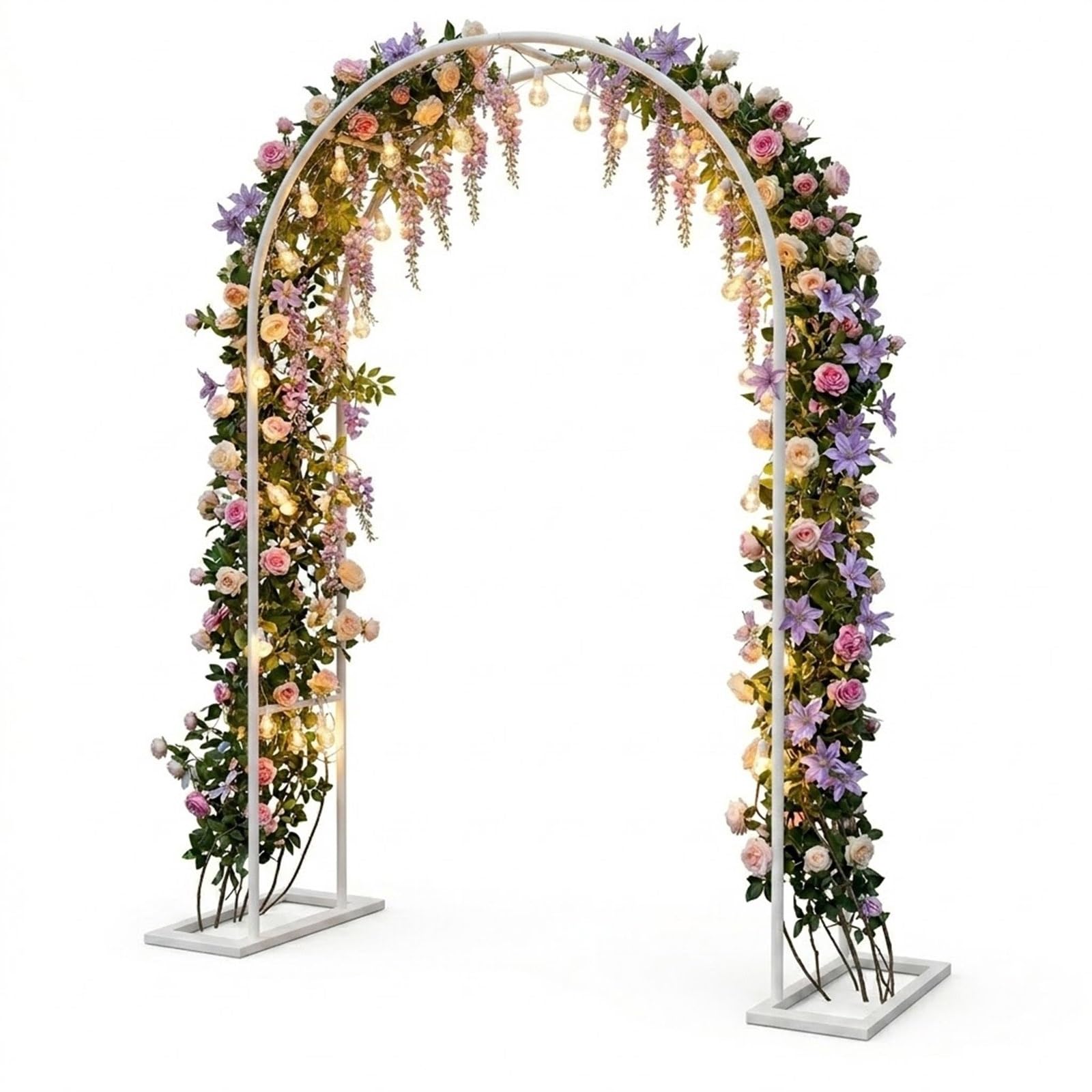 Enrejado de metal resistente crema de 200x230 cm para soporte de rosas y plantas trepadoras.