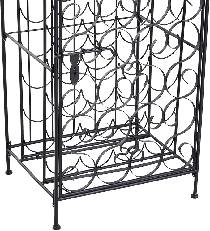 Estante para Vinos de Hierro Forjado con Puerta y Cerradura, Capacidad 35 Botellas miniatura 4
