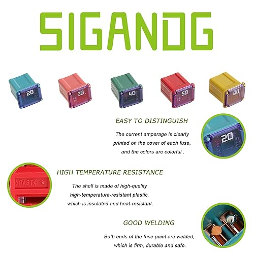 Miniatura 2 de 10 piezas de fusibles de bloque Jcase bajos para camiones, coches y SUV (20A30A40A50A60A, 2 piezas de cada uno)