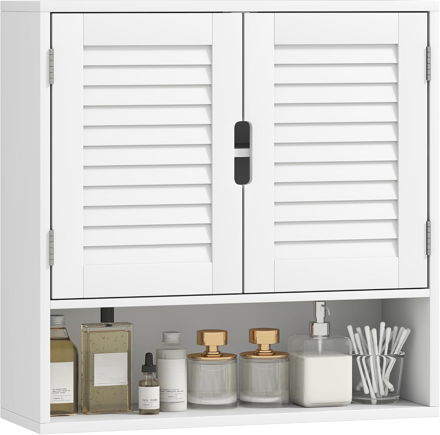 HOMCOM Bathroom Cabinet, Wall Mounted Storage Cabinet with Adjustable Shelves, Toilet Storage Cupboard for Bathroom, Living Room, 60 x 20 x 60 cm, White