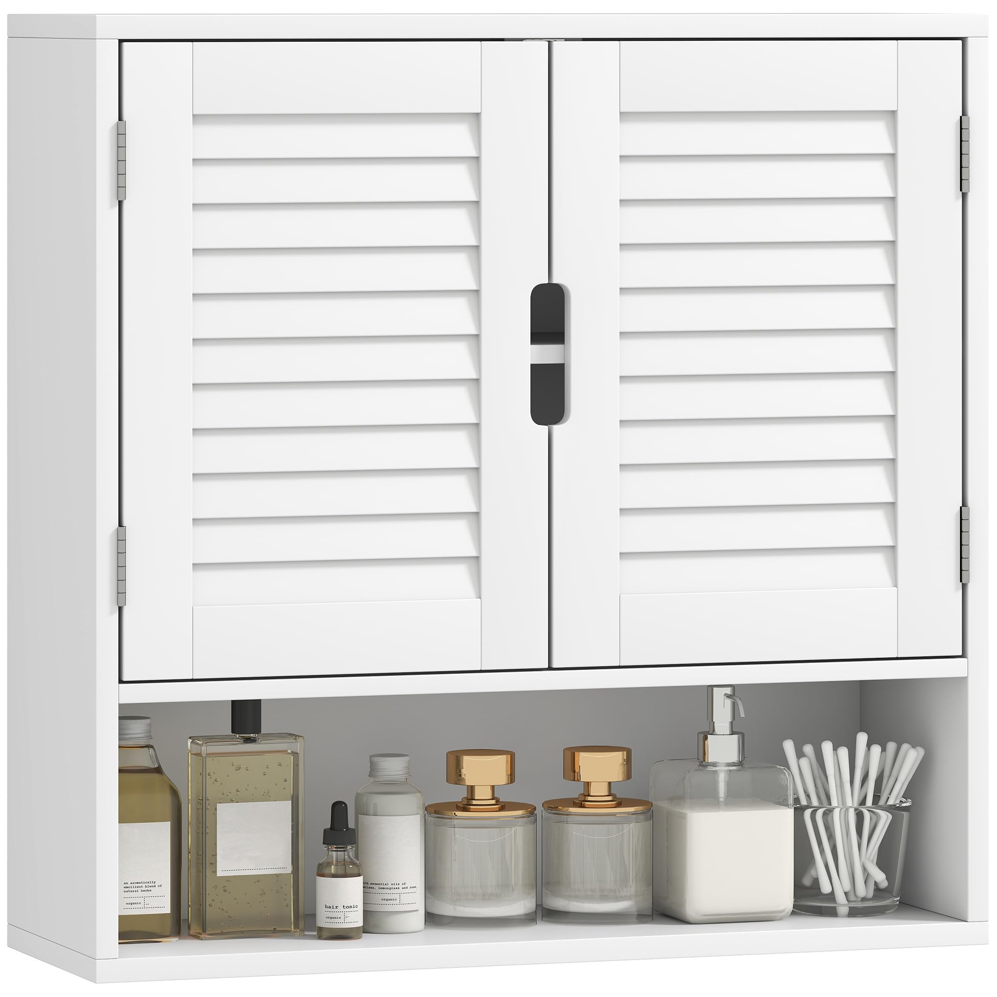 HOMCOM Bathroom Cabinet, Wall Mounted Storage Cabinet with Adjustable Shelves, Toilet Storage Cupboard for Bathroom, Living Room, 60 x 20 x 60 cm, White