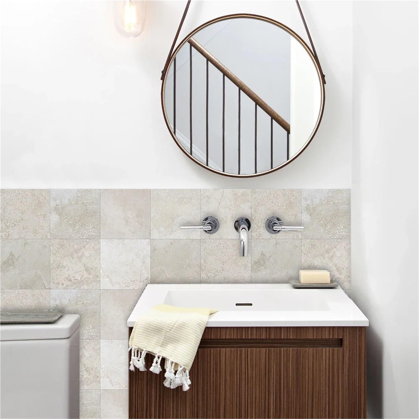 Pavimento Pvc 10 pezzi di piastrelle in marmo grigio for pavimenti, adesivi murali, cucina, bagno, decorazioni for la casa, resistenti all'usura e impermeabili(30cmX30cmX10pcs)
