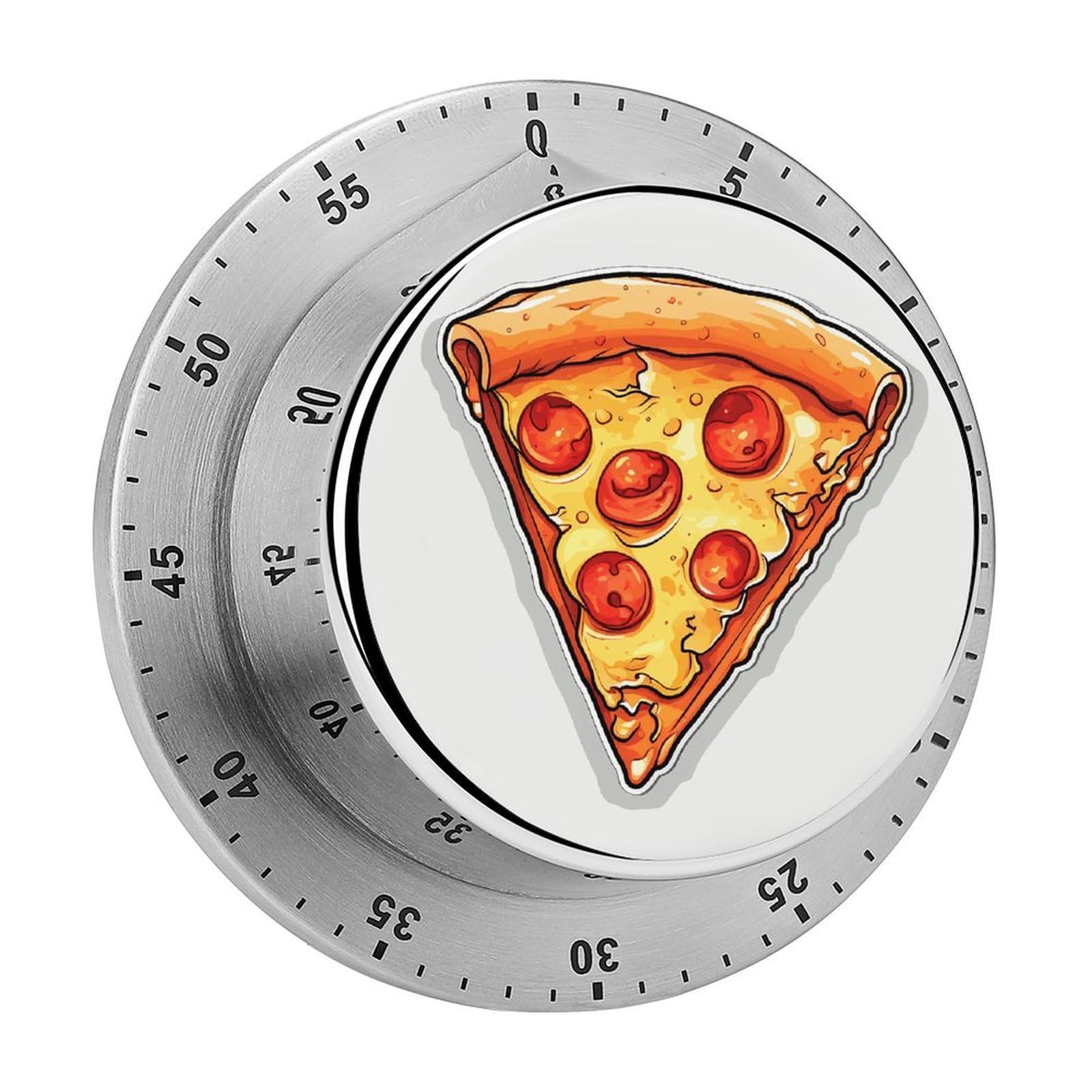 Cartoon Pizza Kitchen Timers for Cooking Chef Stainless Steel Timer Clock with Loud Alarm Mechanical 60 Minute Wind Up Timers No Batteries Required Manual Countdown Timer
