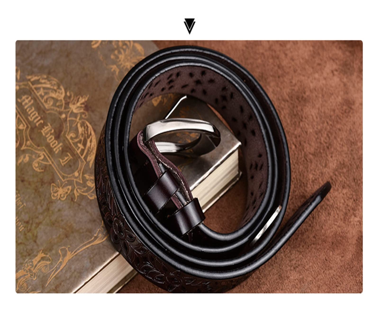 QOXEFPJZ Riem Damesriem Casual Cutout Riem, Dames Decoratieve Pin Gesp-riem Solid Casual Lederen Wachte Riem Dames Verstelbare Riem (Color : Brown, Size : 105cm
