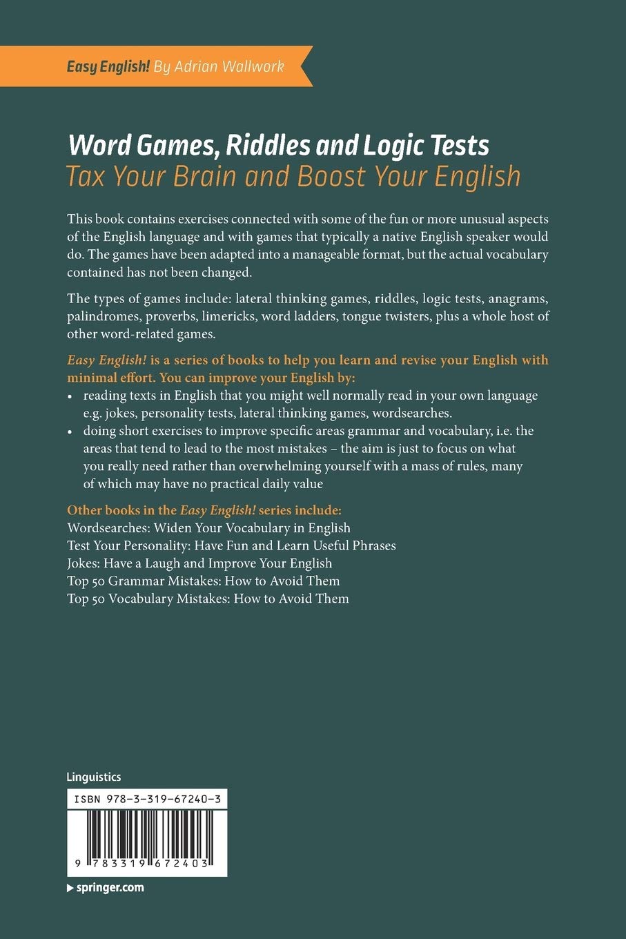 Word Games, Riddles and Logic Tests: Tax Your Brain and Boost Your English  (Easy English!) : Wallwork, Adrian: Amazon.in: Books