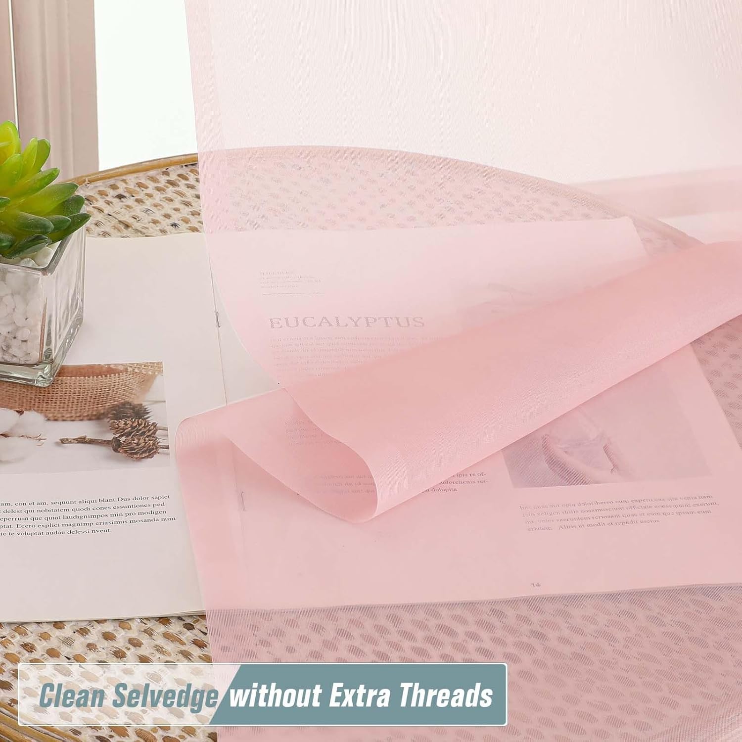 Blush Pink Sheer Curtains 84 Inches Long 2 Panels, Elegant Airy Transparent Light Filtering Window Curtains, Window Drapes for Living Room Bedroom, Top Dual Rod Pocket Design, 2x42Wx84L Inches - Image 2