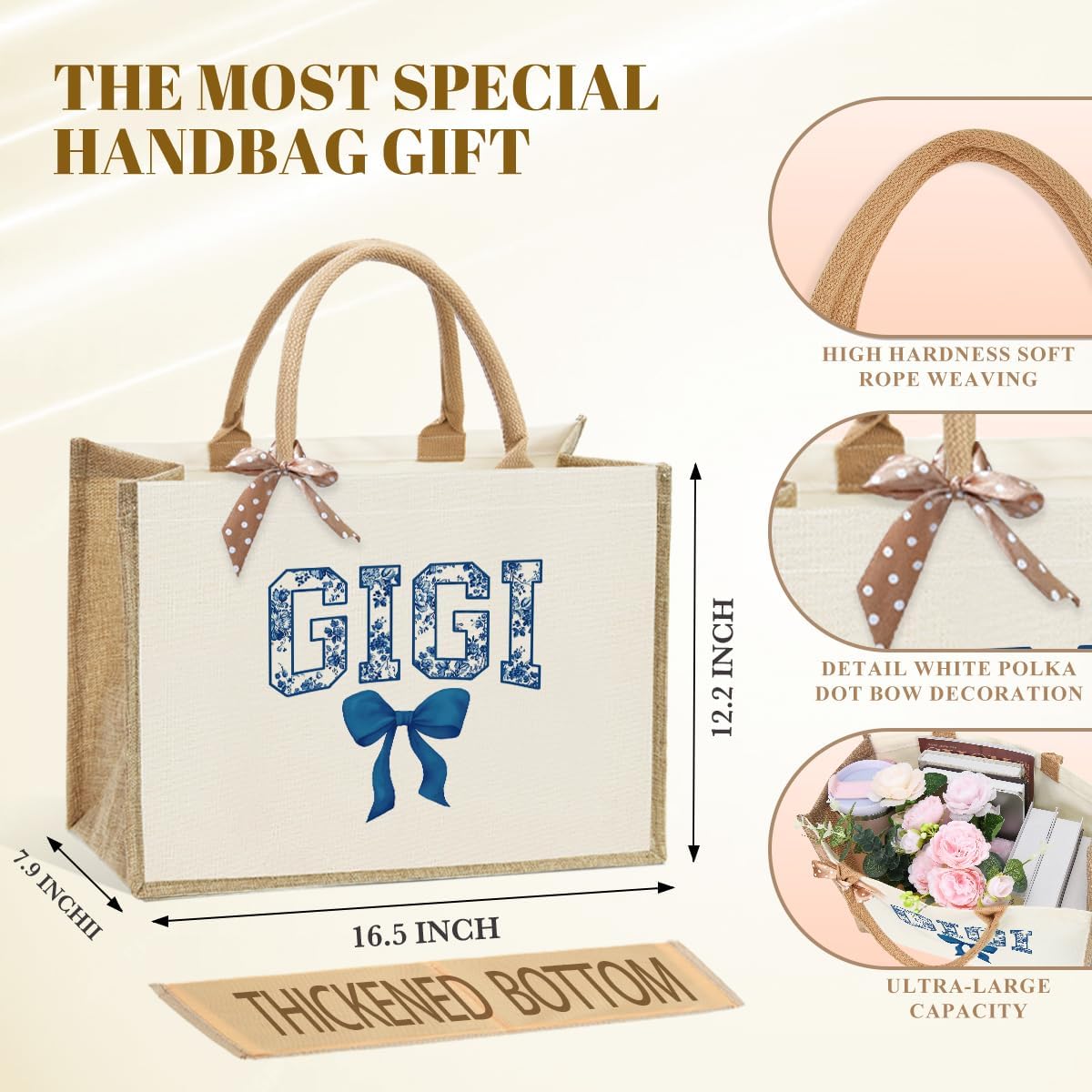 KongMoTree Birthday Tote Bag Gifts for Grandma Gigi Mimi Gaga Nana YaYa Nanny Mom Mama Mommy Aunt Auntie Grammie Mamaw