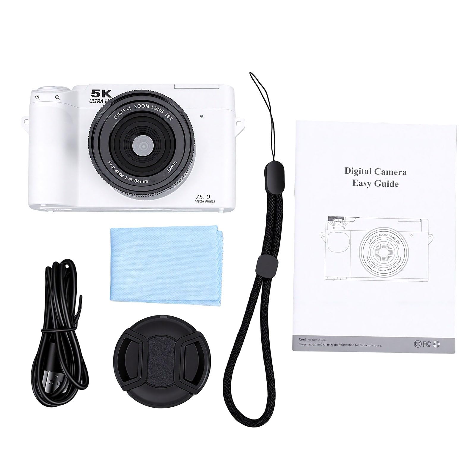 Annadue Fotocamera Digitale 5K per Fotografia, Fotocamera per Vlogging Selfie con Doppio Obiettivo Zoom Digitale 75MP 18x con Schermo da 3 Pollici per Adolescenti Adulti Principia (Black)