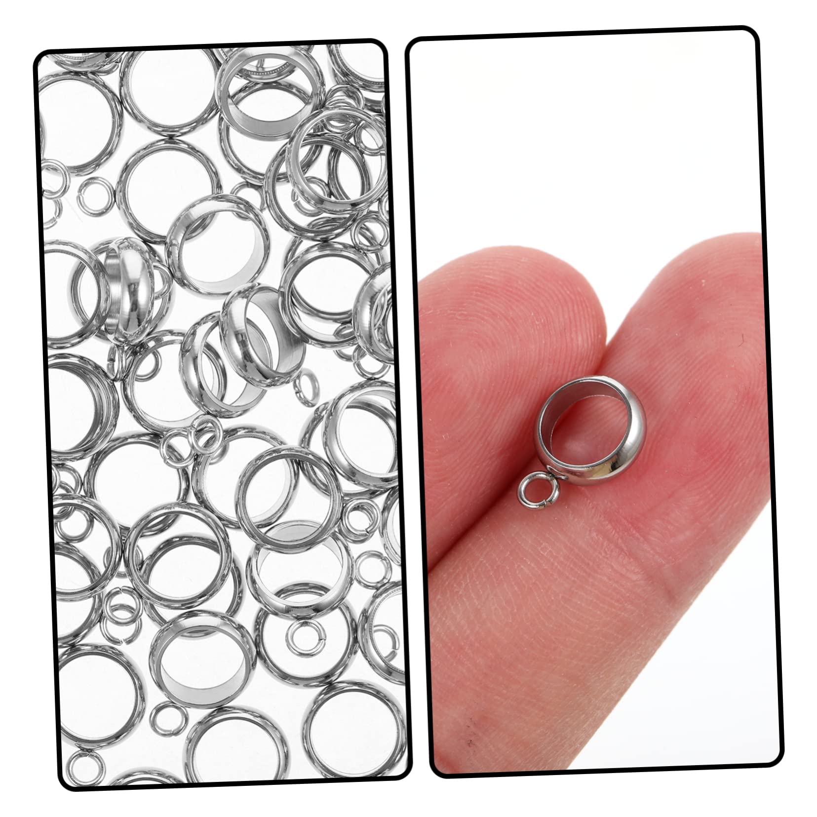 Lurrose Lot De 4 Perles en Acier Inoxydable pour Fabrication De Bracelets Étiquettes Capuchons De Touches Breloques 100 Pièces X 4