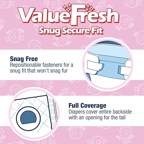 Miniatura 7 de ValueFresh - Pañales desechables para perras, mediano, paquete a granel de 576 unidades, cobertura completa con orificio para la cola, cierres sin