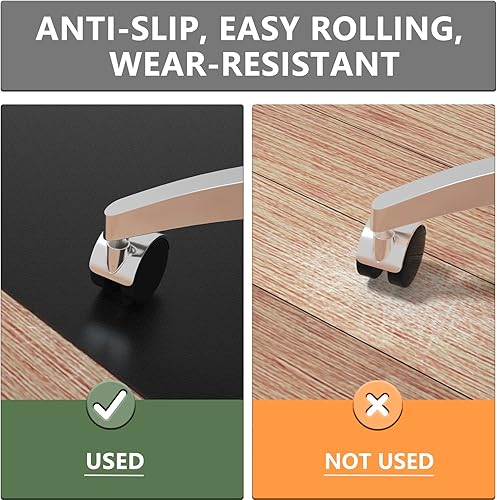 Miniatura 3 de Naturehydro Tapete para silla de escritorio de computadora para suelo de madera dura, 48 x 48 pulgadas, negro, antideslizante, fácil de deslizar,