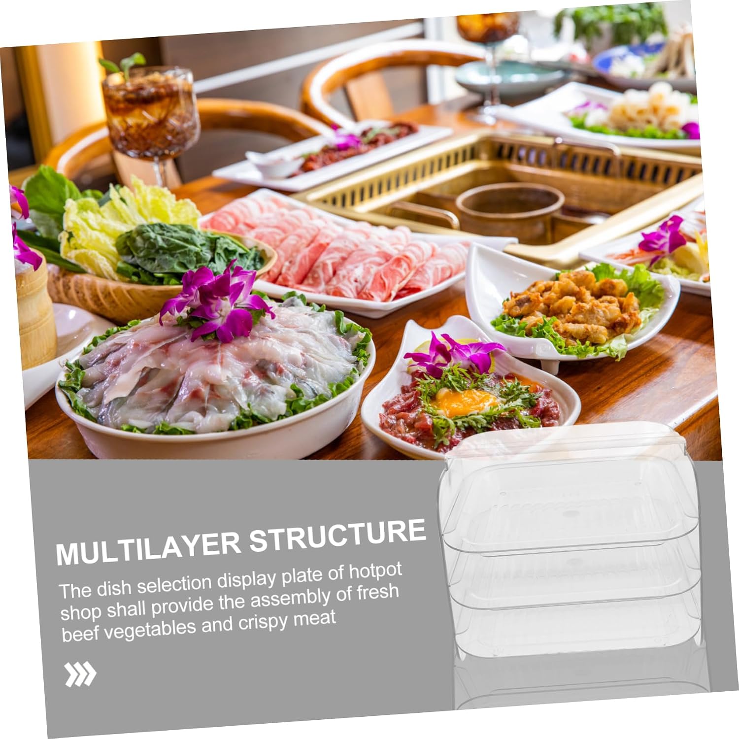 1pc Hotpot Food Rack Multi-function Food Shelf Kitchen Storage for Meat Vegetable Fruit Seafood Stackable Spill Easy to Clean