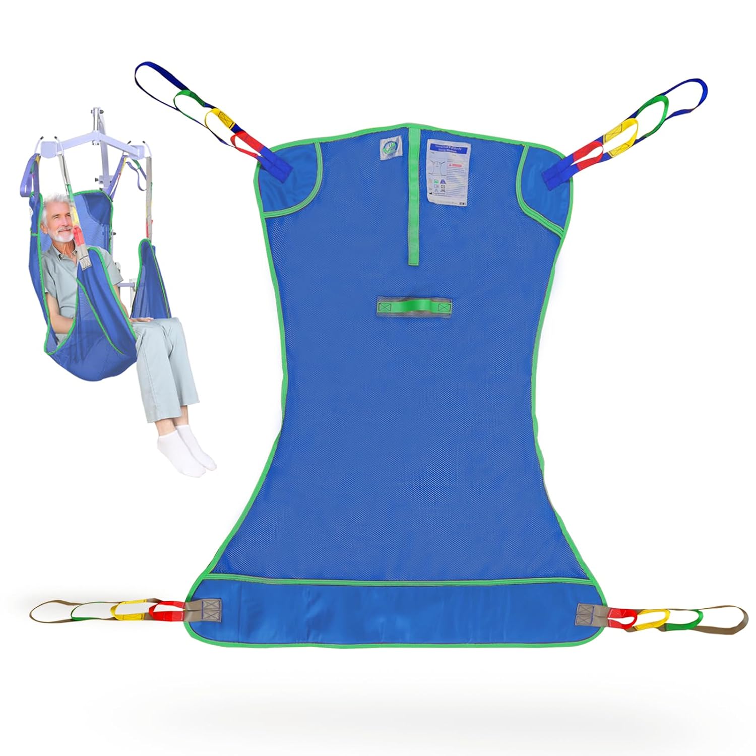 EZ Assistive Full Body Patient Lift Sling for Bed, Shower, Chair Transfer- Ideal for Elderly, Senior, Disabled, Quick-Drying Mesh Fabric, Supports Up to 500lbs (Purple, Large)