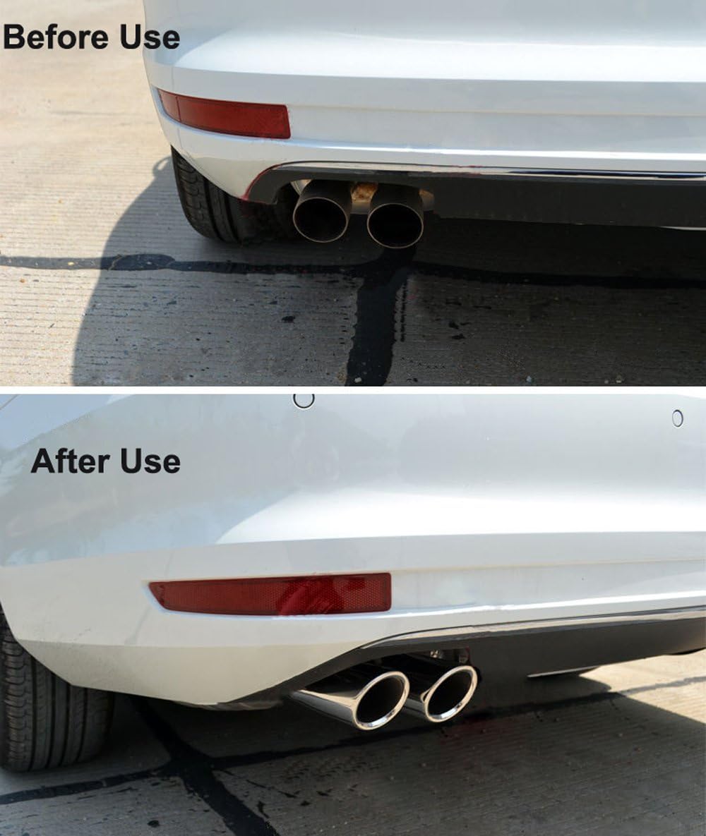 Dsycar Exhaust Tips Pair Compatible with VW Volkswagen JETTA 2009-2018/ SAGITAR 2011-2015 / POLO 2012-2014 / GOLF 7 2013-2015 / Compatible with BMW 325i 328i 2007-2010 (Silver)