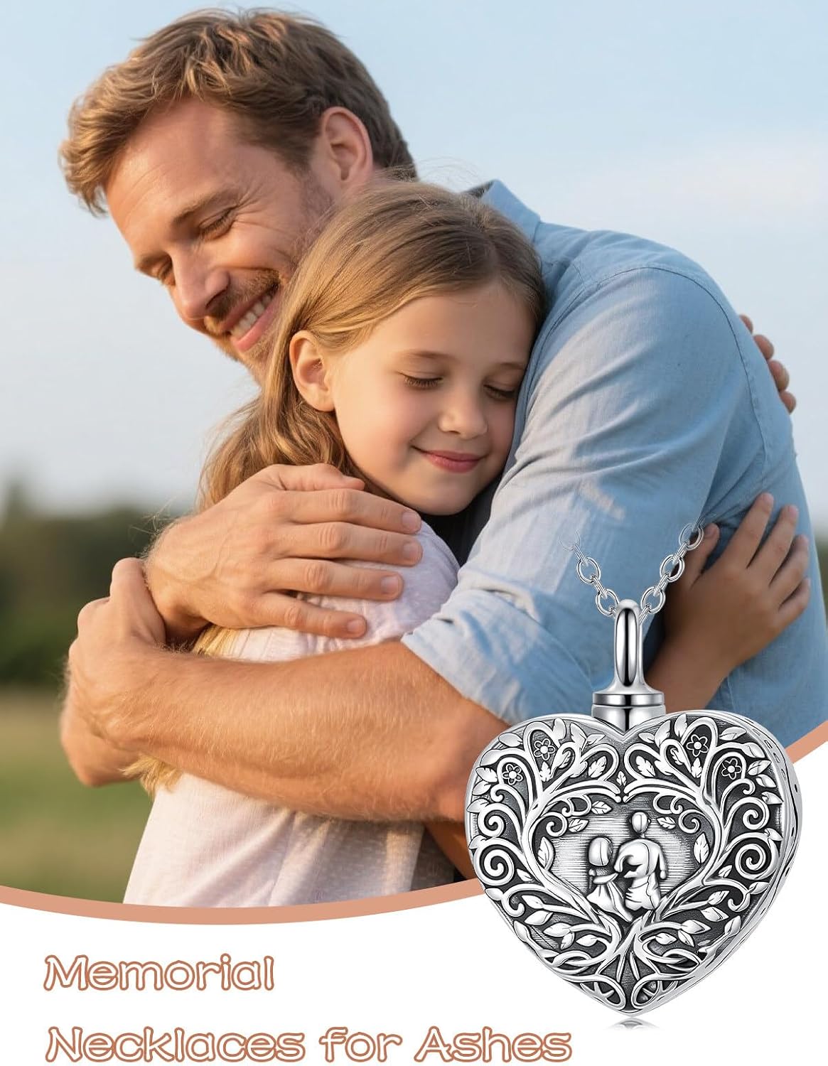 YYB Heart Urn/Photo Locket Necklace for Women Mother Daughter Sisters Son Dad Necklace Memorial Necklace