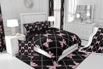 Feelyou Cute Bowknot Comforter Ribbon Bow Tie Bedding Set for Kids Boys Girls Dreamy Princess Comforter Set Black and Pink Quilt Set with 1 Pillowcase 2Pcs Bedding Twin
