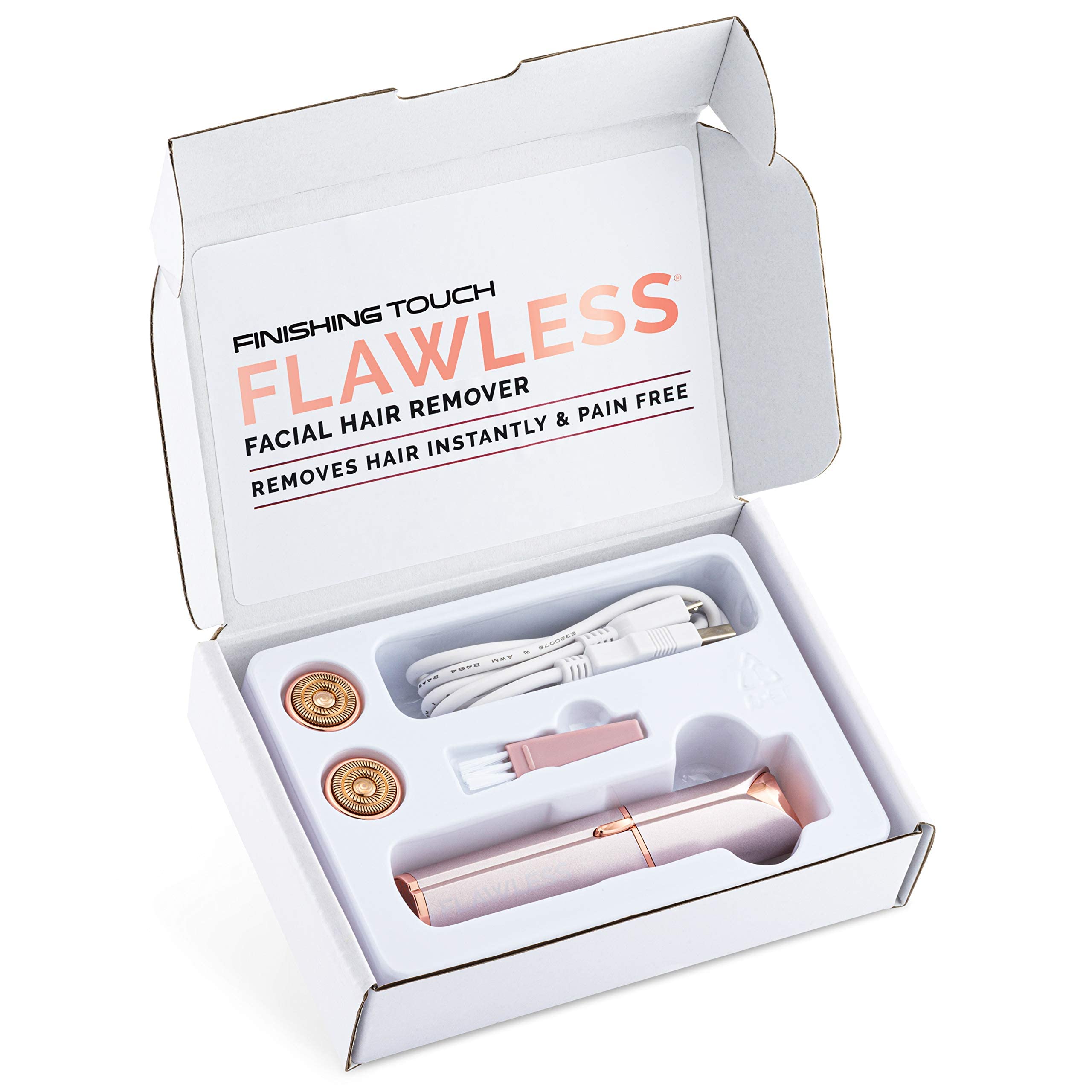 Finishing Touch Flawless Face, Eliminateur De Duvet Visage Rechargeable Nouvelle Génération, Doux Et Sans Danger, Blush, 1 Têtes Des Remplacement