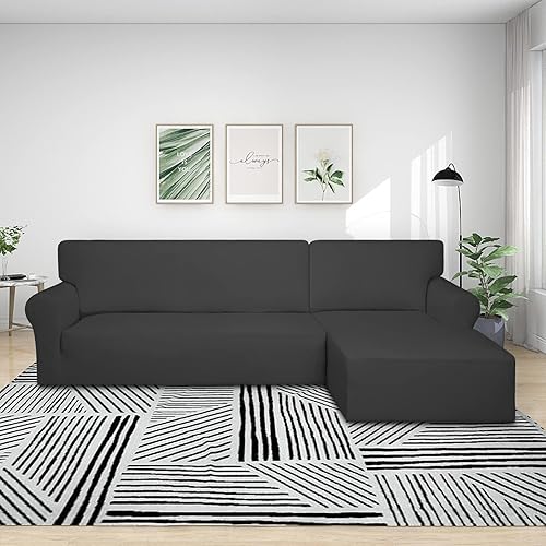 Miniatura 2 de PureFit - Fundas superelásticas para sofá modular en L, 2 fundas de elastano antideslizantes con borde elástico, ideal para niños y mascotas (Sofá