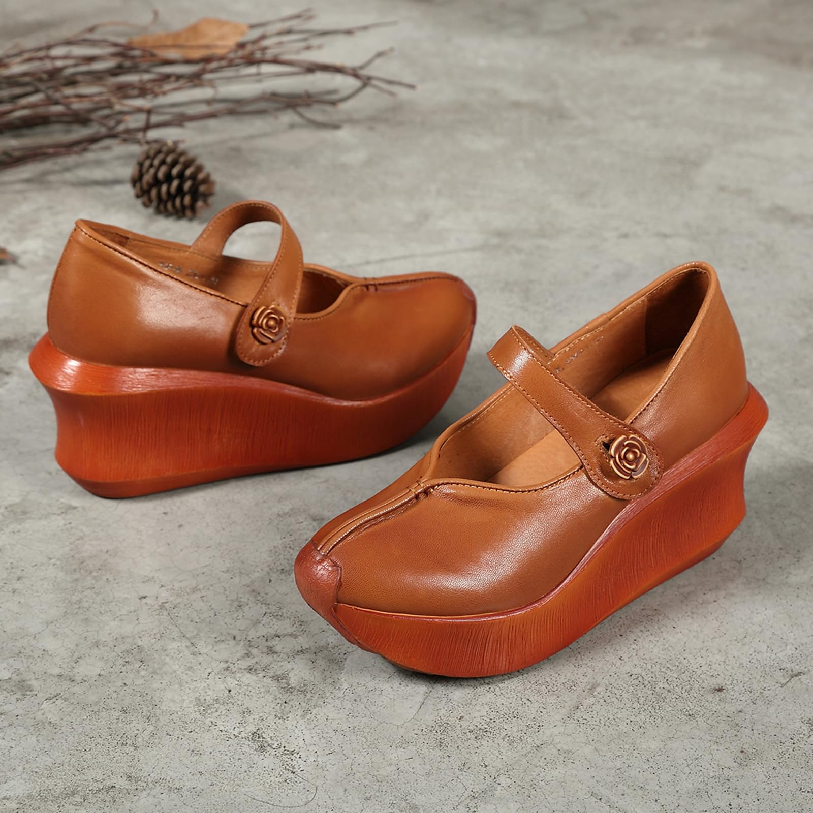 Zapatos Mary Jane Cuero Mujer Casual cuña | viajes de vacaciones, paseos campestres, ocasiones de compras, conjuntos diarios, forma de punta clásica