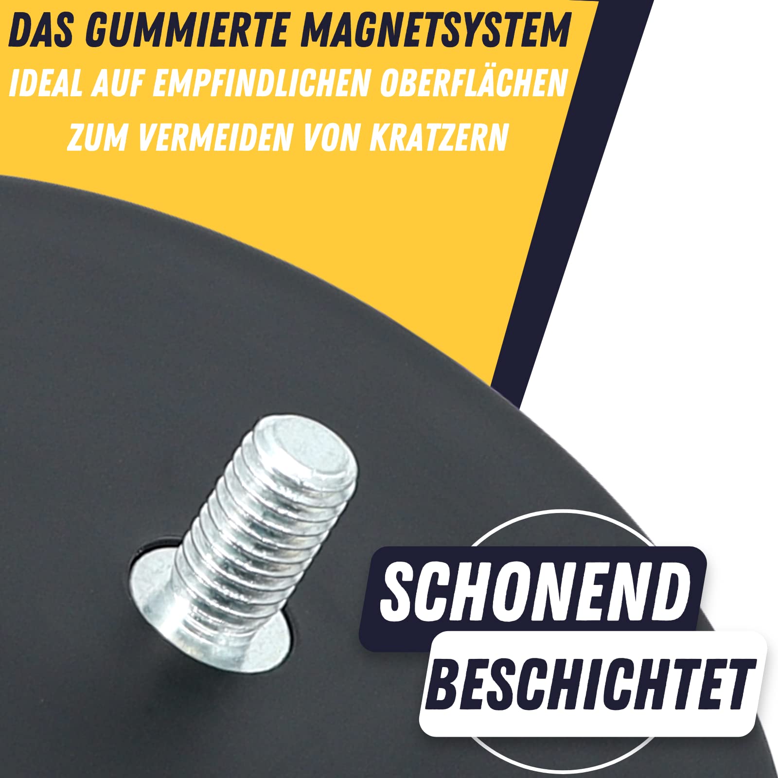 Magnetsystem 74 x 45 mm gummiert mit Gewinde M8x15, hält 36 kg
