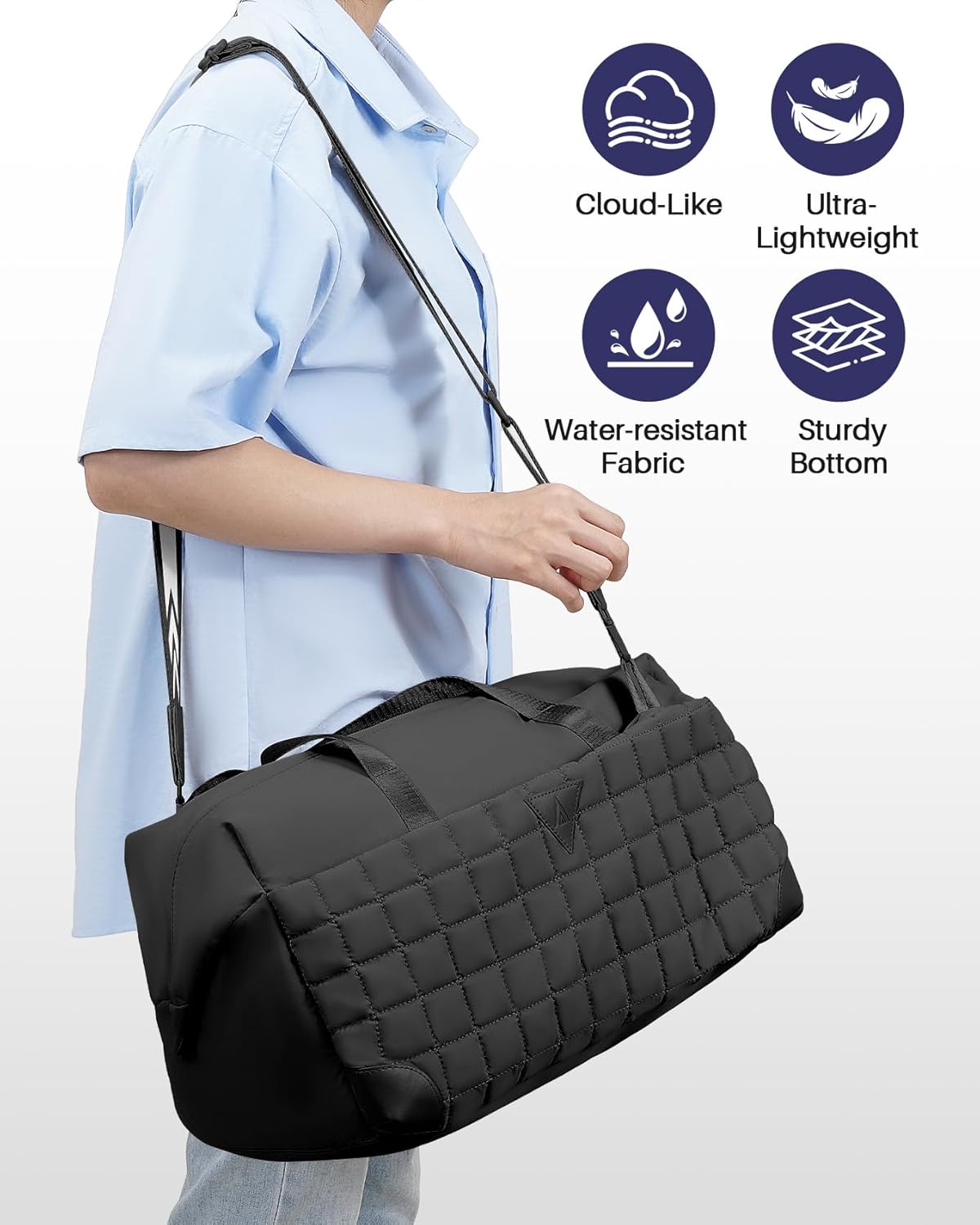 Arxus Travel Duffle Bag with Wet Pocket, Gym Bag for Women with Matching Shoulder Strap, Anti-stain Crossbody Lightweight Carry on Weekender Duffel, Water Resistant