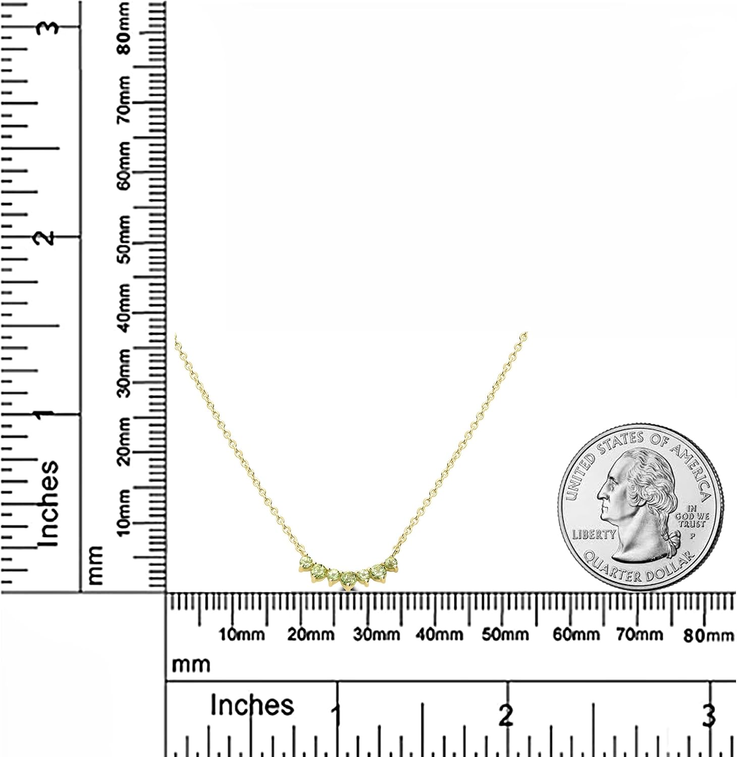 Genuine Stone Pendant Necklace with Cable Chain, 18 Inches