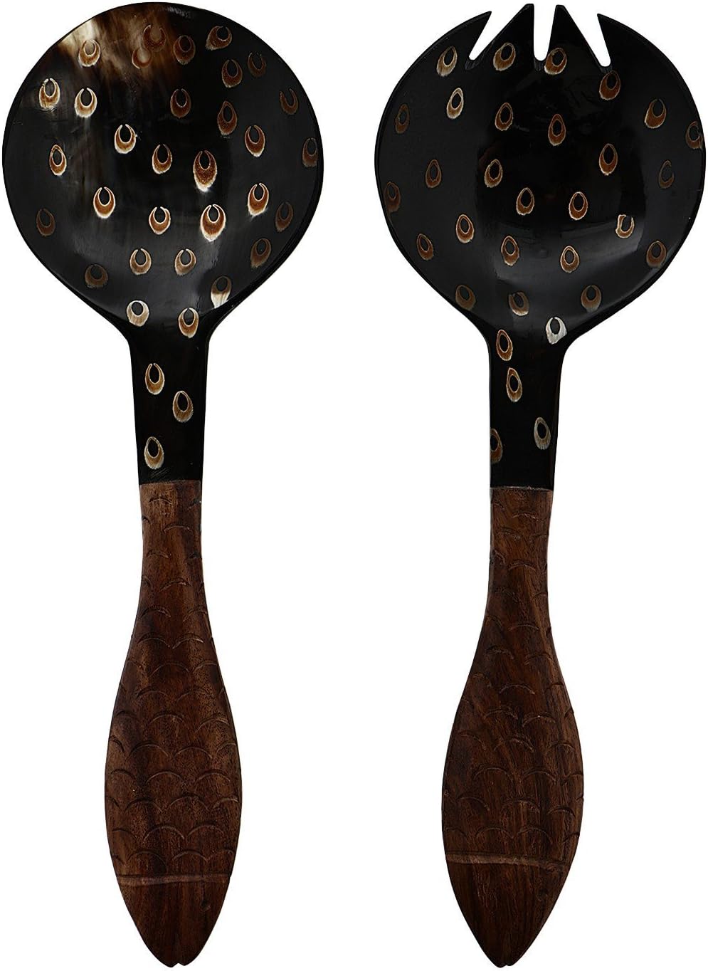 Purpledip Dining & Serving Spoon Set: Wood & Acrylic (10033)