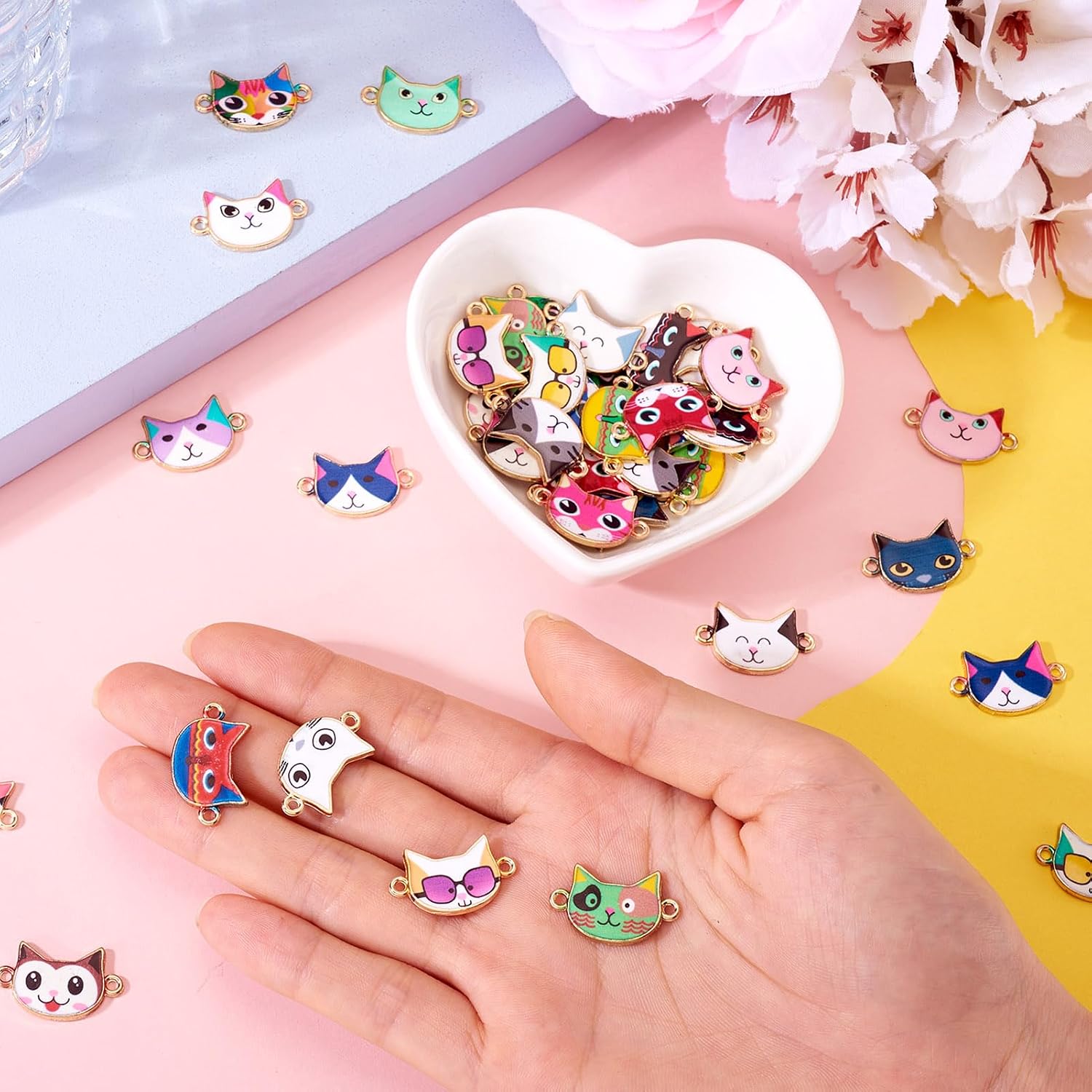 KISSITTY Enamel Cat Alloy Pendants Golden Kitten Alloy Charms Lovely Animal Metal Charms for DIY Bracelet Necklace Earring Key Chain Jewelry Making Home Christmas Party Anniversary Decoration image 5