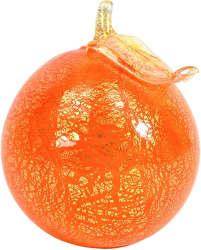MY ITALIAN DÉCOR Figura naranja de cristal de Murano hecha a mano, 4 pulgadas de alto, fruta de vidrio soplado, pisapapeles, decoración de vidrio,