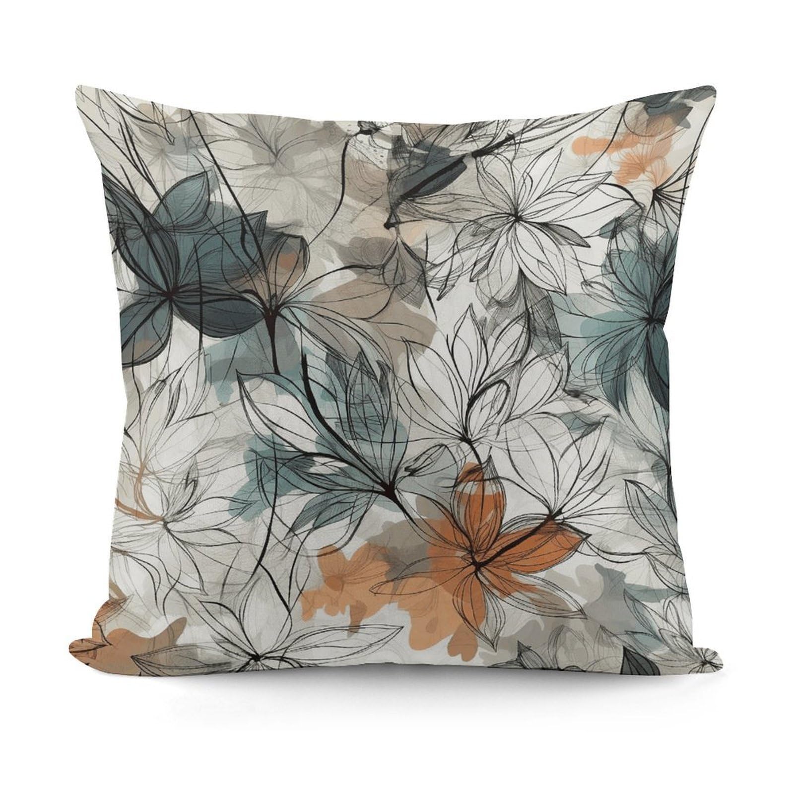 Adfgyerh Style Simple Drawing Of Flowers Decorative Pillow Covers, Throw Pillow Covers Soft For All Seasons, Pillowcases For Couch Living Room Sofa Bedroom 18X18 Inch