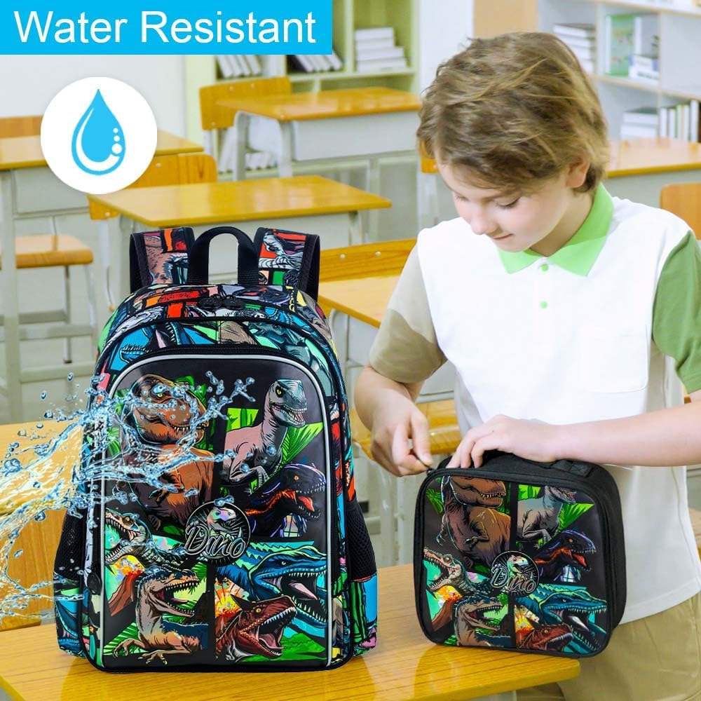 CCJPX 3PCS Dinosaur Backpack for Boys, 16 Inch Water Resistant Preschool Bookbags, Cool Kindergarten School Backpacks and Lunch Box - Image 8